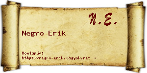 Negro Erik névjegykártya